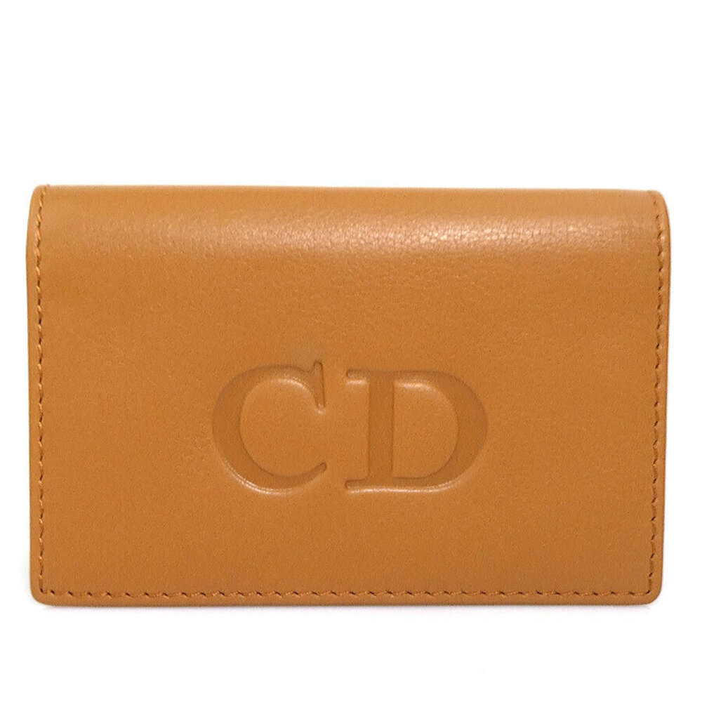 Christian Dior Card Case Wallet Business Holder Leather Brown